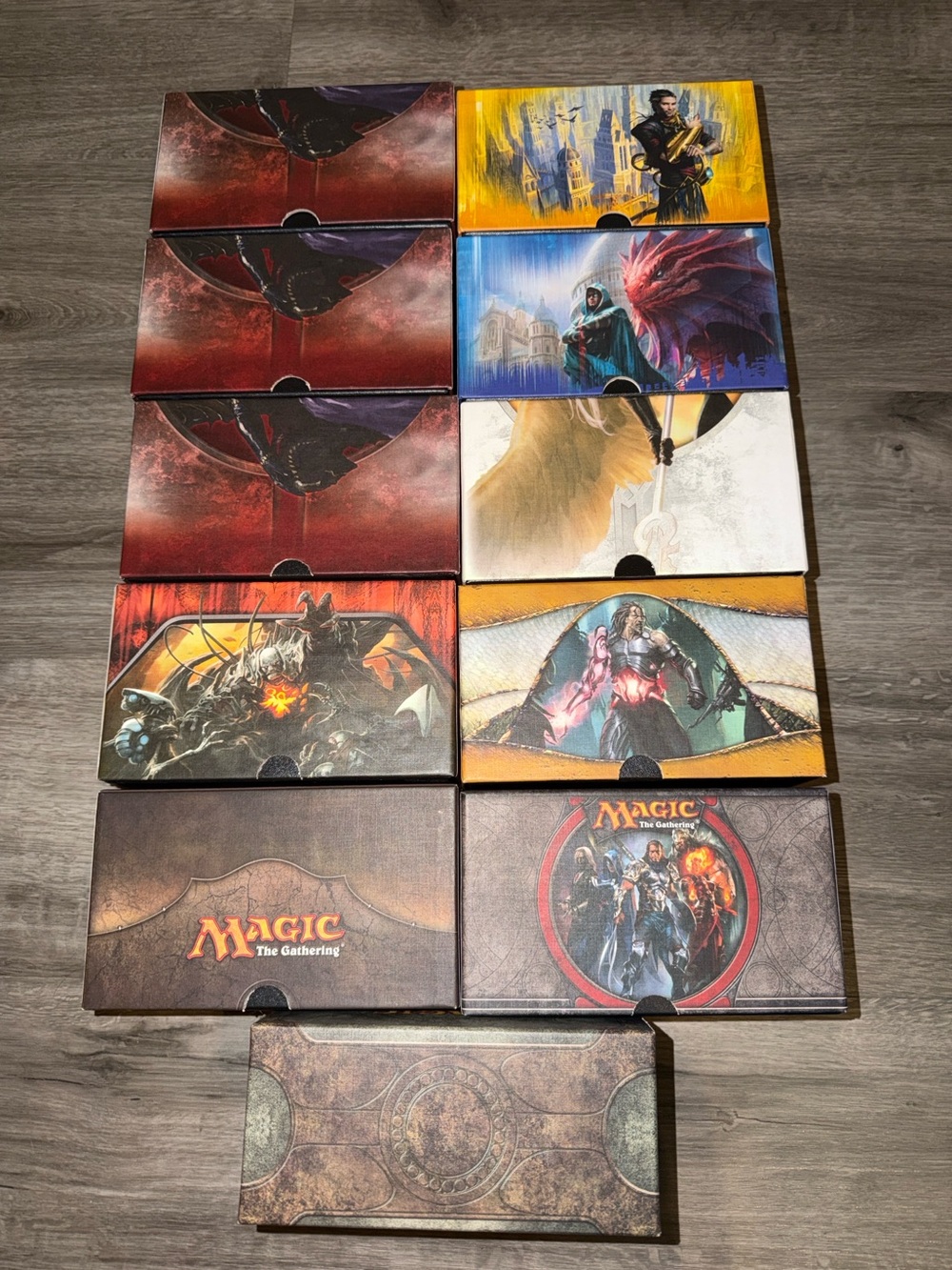 11 Magic The Gathering Deck Boxes - Red, Yellow, Blue, White, Black, Brown